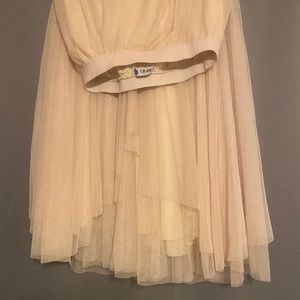 Modest, beige, tulle, maxi skirt